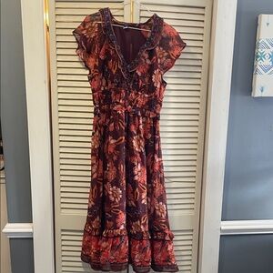 Old Navy Floral Midi Dress with Ruffle Sleeves